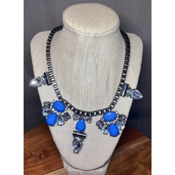 Express Y2k Blue Crystal Silver Wings Beautiful Statement Necklace - Picture 6 of 15